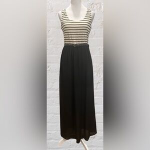 Lily Rose Cream & Black Belted Maxi Dress Size M Cottagecore Dark Fairy Comfy